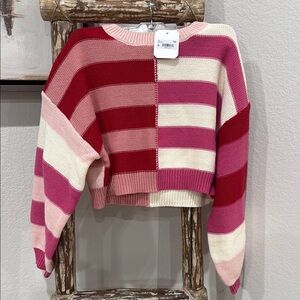 Striped Pink and Red Women's Sweater